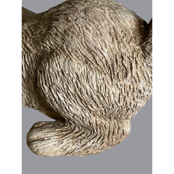 Vintage Bunny Rabbit Figurine 7" With Shaggy Texture & Brown Eyes - Picture 6 of 11